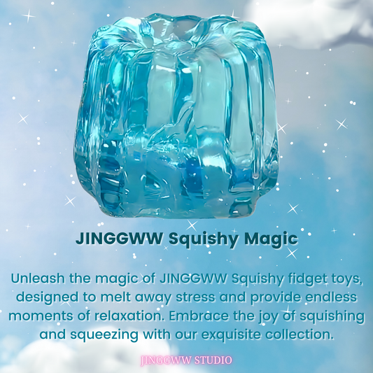 JINGGWW Blue Ice Canelé Taba Squishy Toy | Kawaii Sensory Fidget Toy for Stress Relief