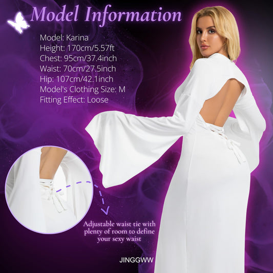 Halloween Ghost Costume for Women, Sexy White Ghost Backless Dress