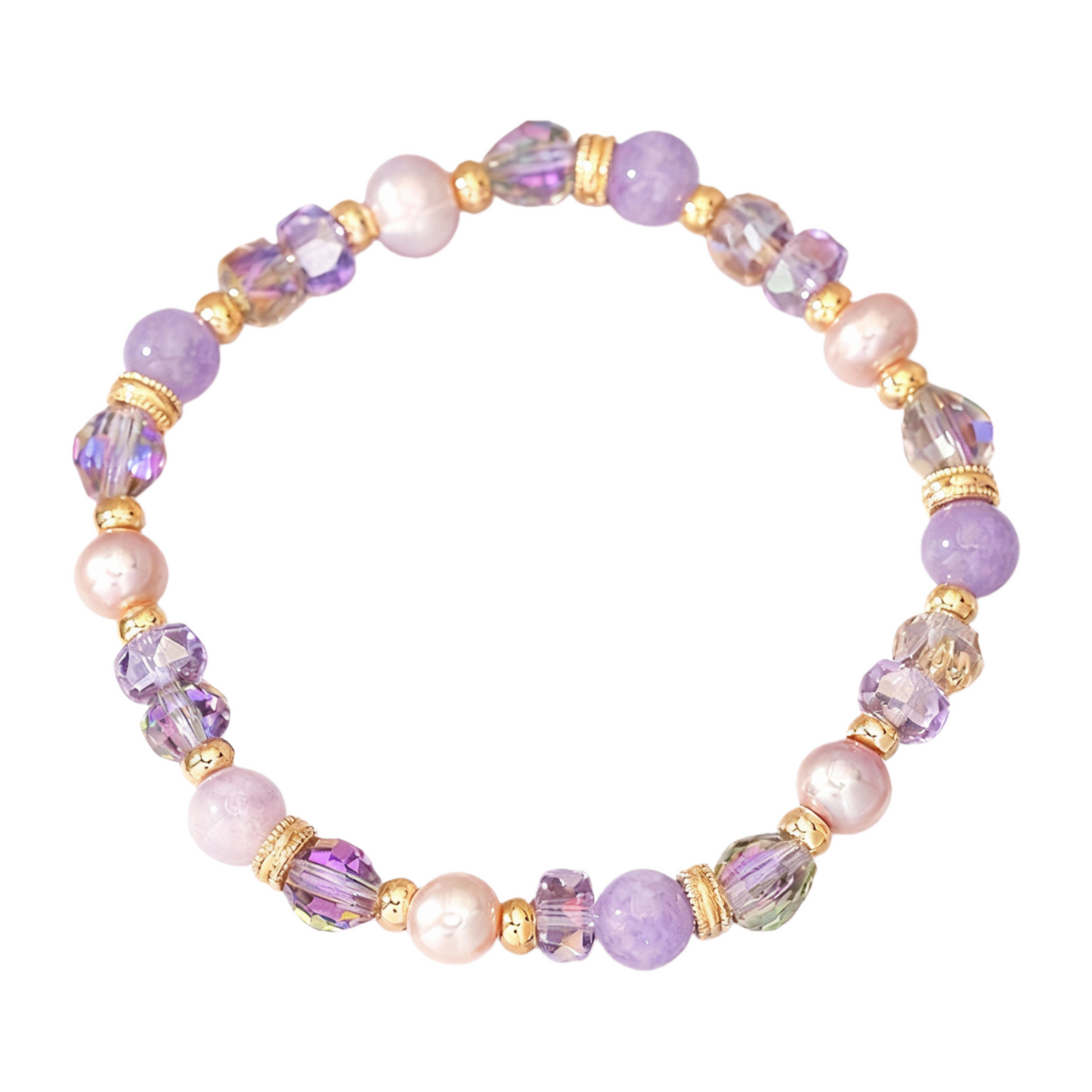 JINGGWW Enchanted Amethyst & Blush Baroque Pearl Bracelet - 14K Gold Plated Jewelry