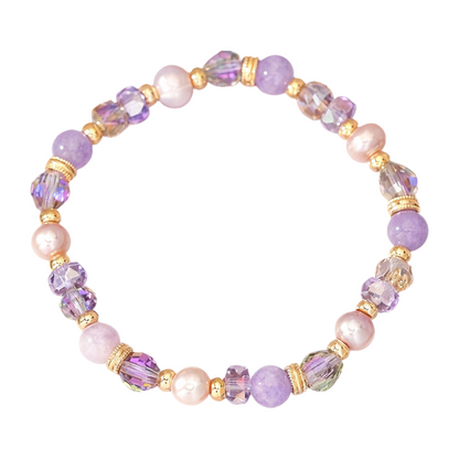 JINGGWW Enchanted Amethyst & Blush Baroque Pearl Bracelet - 14K Gold Plated Jewelry