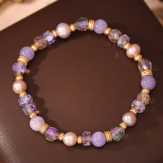 JINGGWW Enchanted Amethyst & Blush Baroque Pearl Bracelet - 14K Gold Plated Jewelry