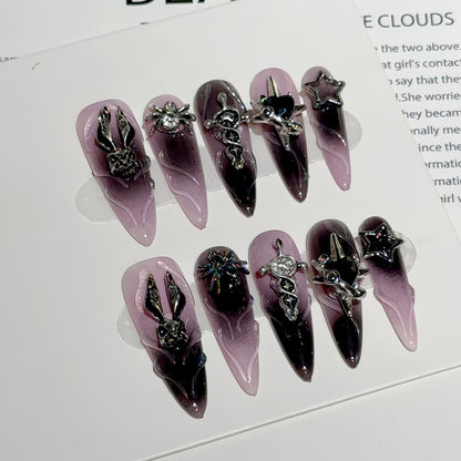 JINGGWW Gothic Purple Gradient Press On Nails - 10pcs