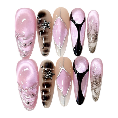 JINGGWW Pink Aurora Gradient Press On Nails - 10pcs