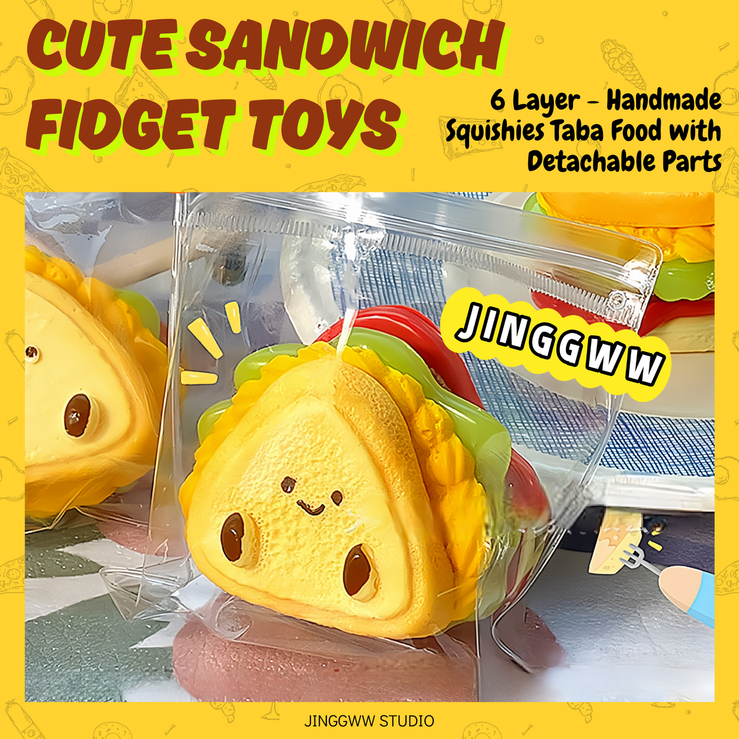 JINGGWW 6-Layer Sandwich Taba Squishy Toy | Detachable Parts, Customizable Fidget Fun