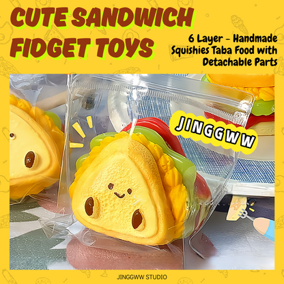 JINGGWW 6-Layer Sandwich Taba Squishy Toy | Detachable Parts, Customizable Fidget Fun