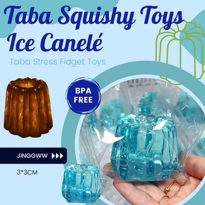 JINGGWW Blue Ice Canelé Taba Squishy Toy | Kawaii Sensory Fidget Toy for Stress Relief