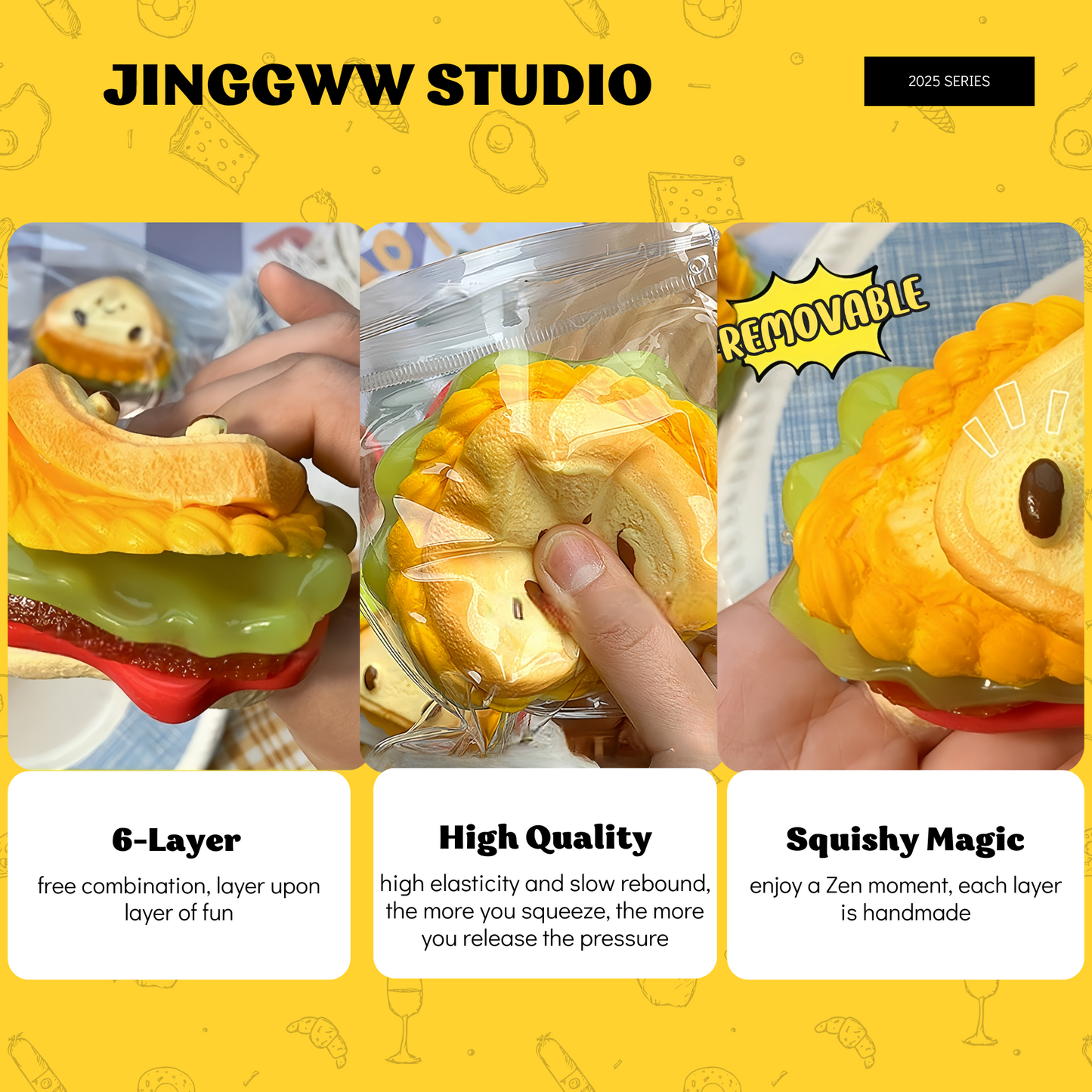 JINGGWW 6-Layer Sandwich Taba Squishy Toy | Detachable Parts, Customizable Fidget Fun