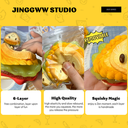JINGGWW 6-Layer Sandwich Taba Squishy Toy | Detachable Parts, Customizable Fidget Fun
