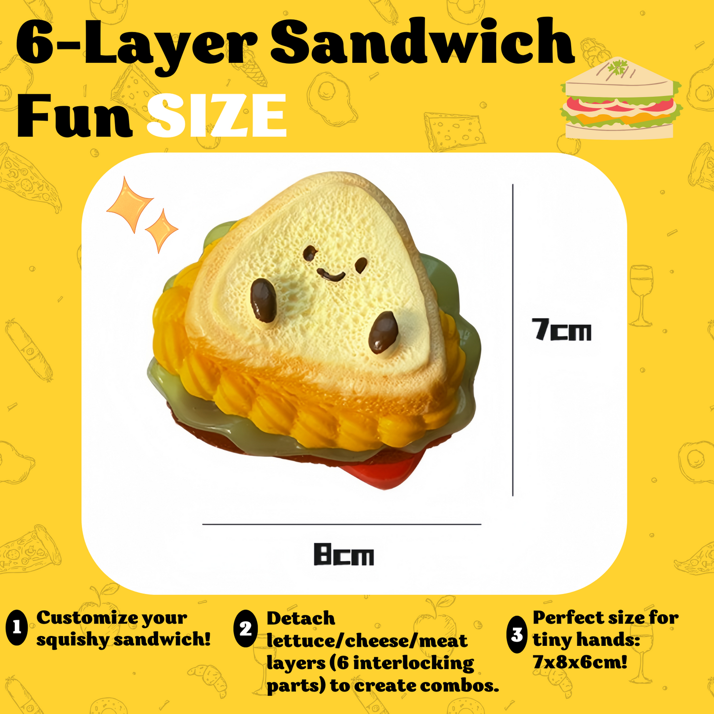 JINGGWW 6-Layer Sandwich Taba Squishy Toy | Detachable Parts, Customizable Fidget Fun