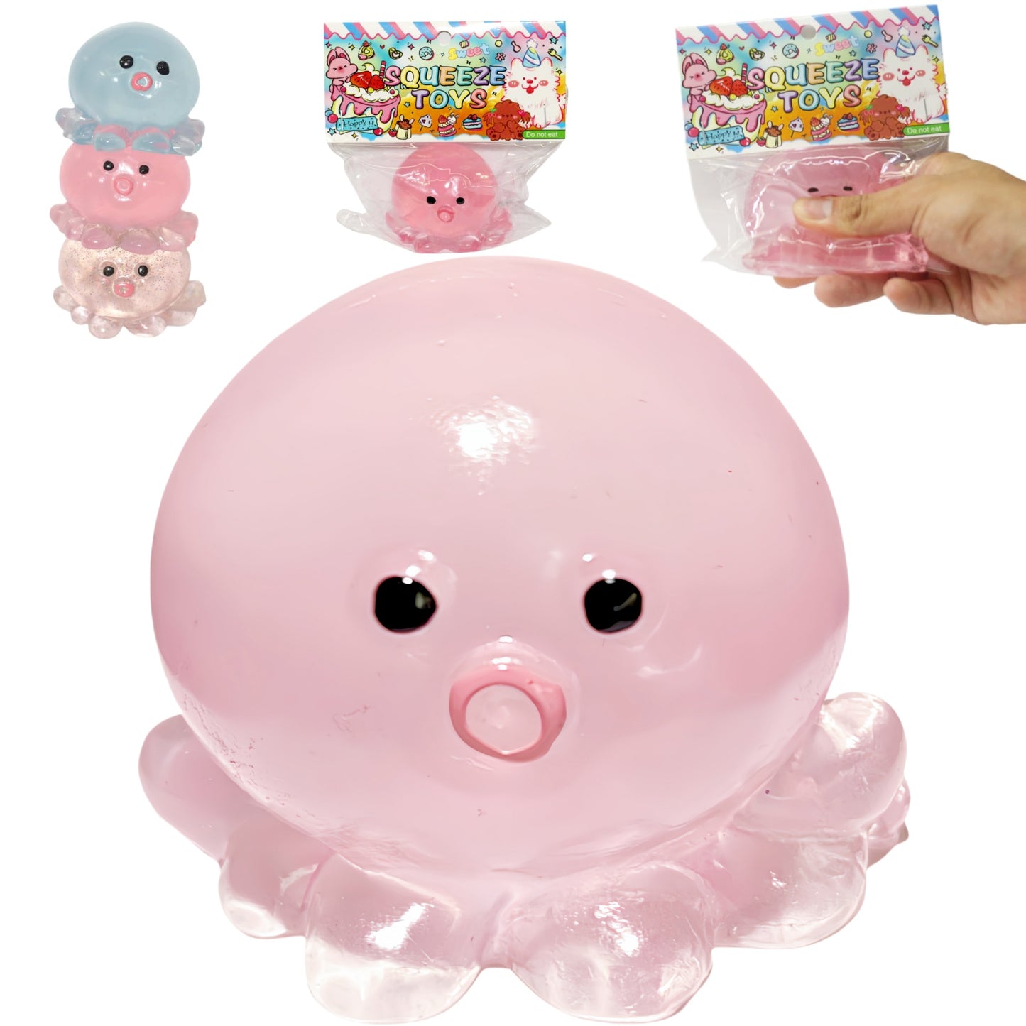 JINGGWW Crystal Octopus Taba Squishy Toy | Sparkling Fidget Sensory Toy for Stress Relief