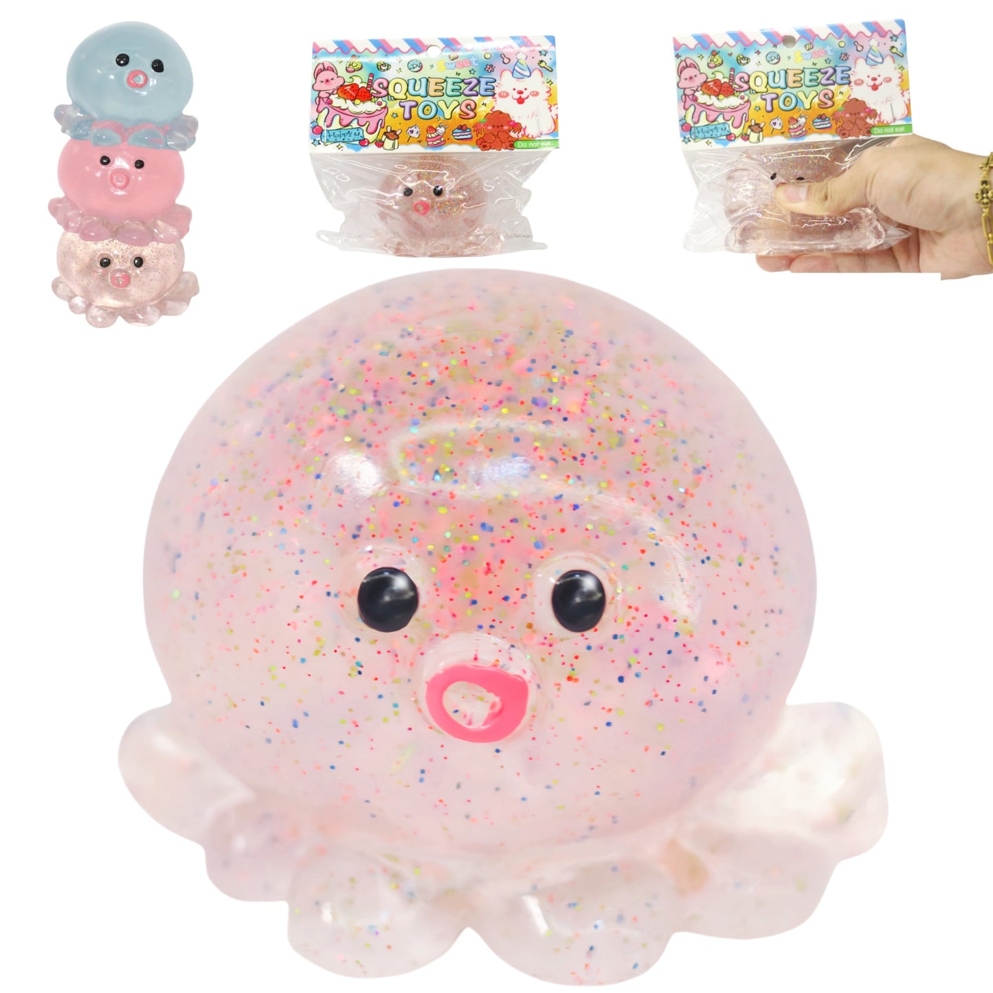 JINGGWW Crystal Octopus Taba Squishy Toy | Sparkling Fidget Sensory Toy for Stress Relief