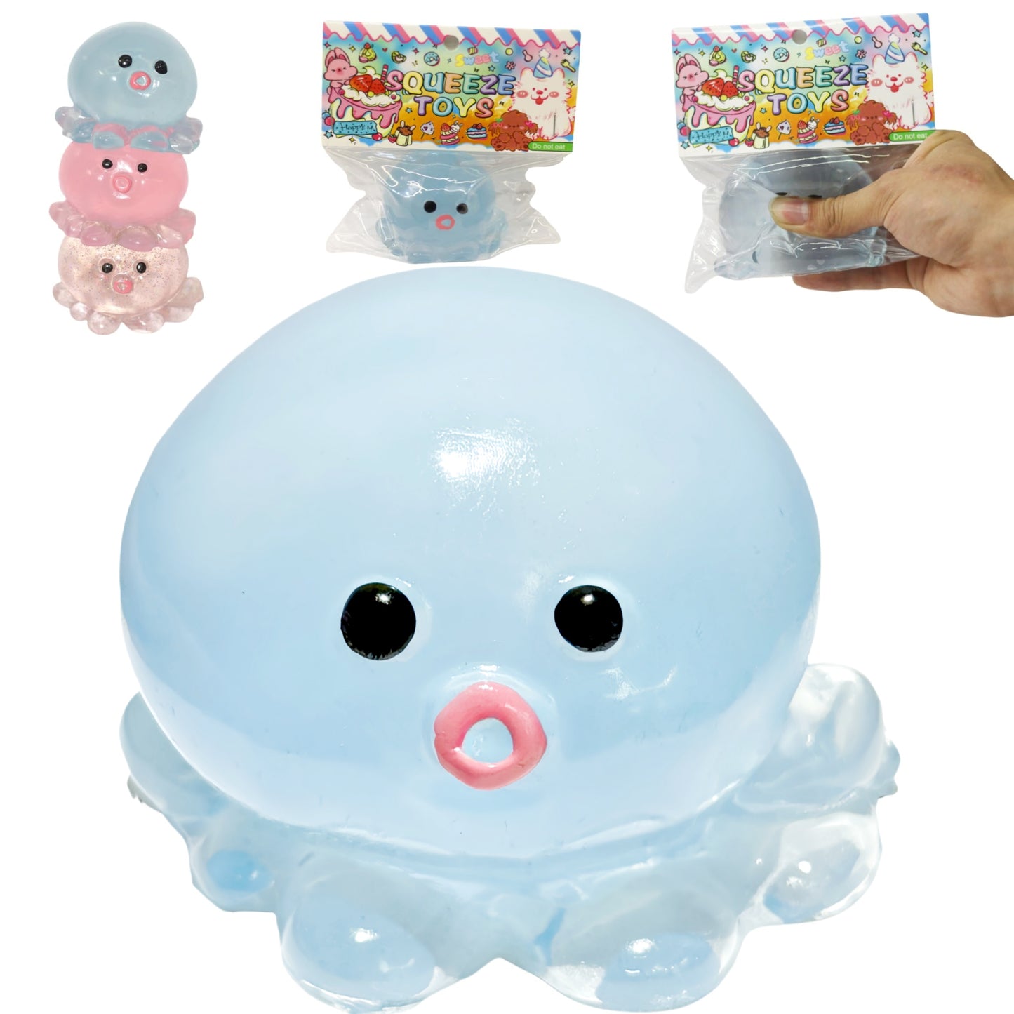 JINGGWW Crystal Octopus Taba Squishy Toy | Sparkling Fidget Sensory Toy for Stress Relief