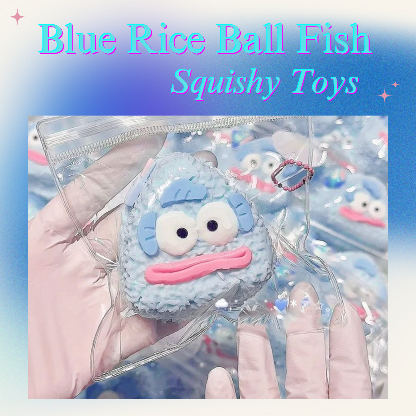 JINGGWW Blue Rice Ball Fish Taba Squishy Toy