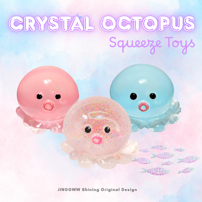 JINGGWW Crystal Octopus Taba Squishy Toy | Sparkling Fidget Sensory Toy for Stress Relief