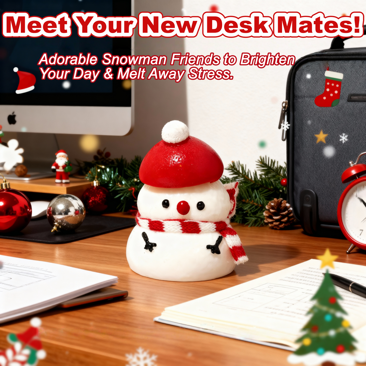 JINGGWW Snowman Squishy Toy | 4.5in Slow-Rise Stress Relief & Cute Winter Desk Decor