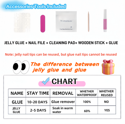 JINGGWW Luxury Long Stiletto Black Silver Red Gemstone Press On Nails - 10pcs