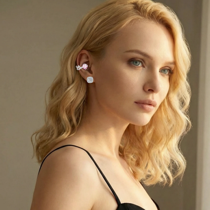 JINGGWW 8Pcs Cubic Zirconia Earrings Set | Hypoallergenic Sterling Silver, Clip-on & Stud