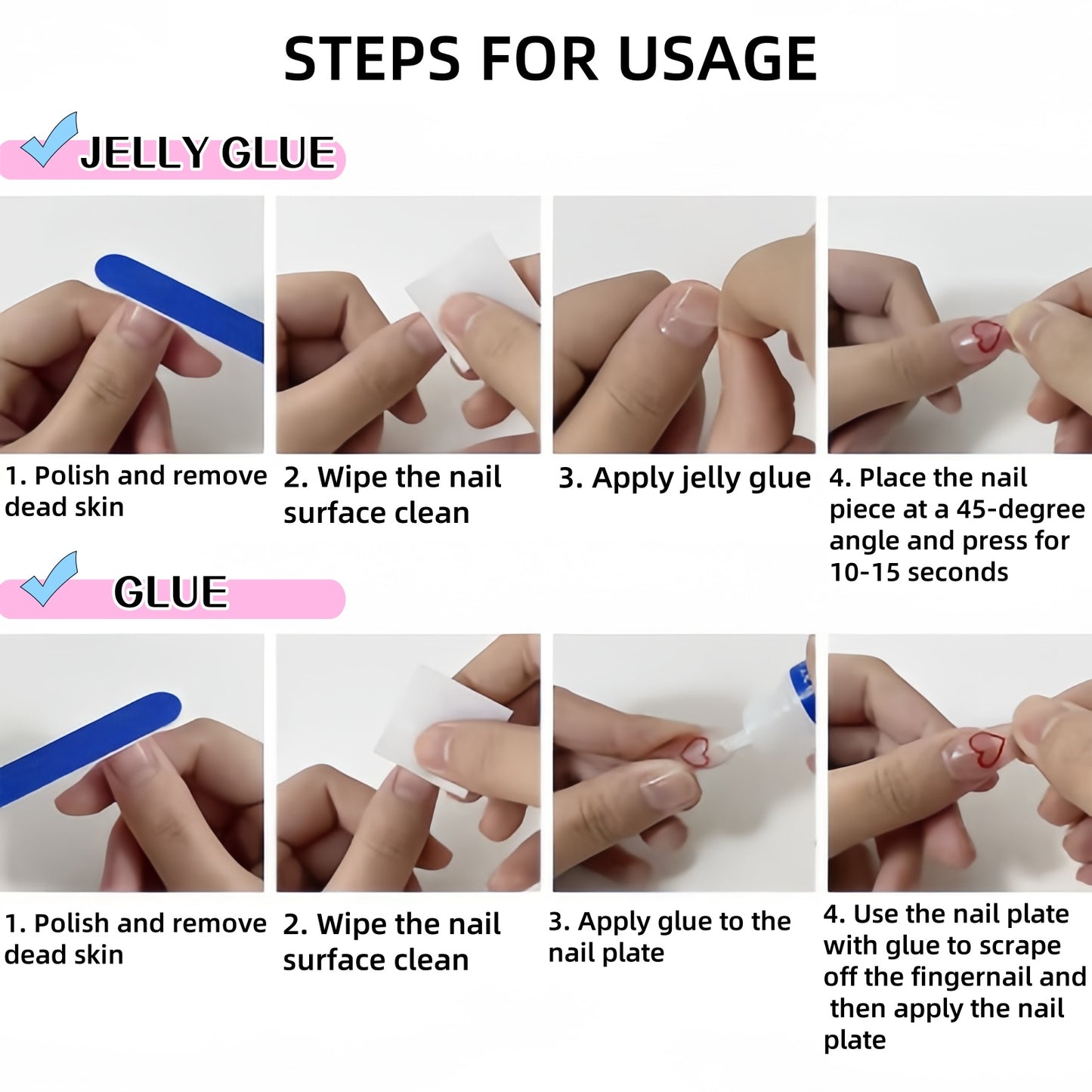 JINGGWW Luxury Long Stiletto Black Silver Red Gemstone Press On Nails - 10pcs