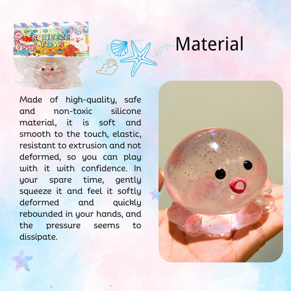 JINGGWW Crystal Octopus Taba Squishy Toy | Sparkling Fidget Sensory Toy for Stress Relief