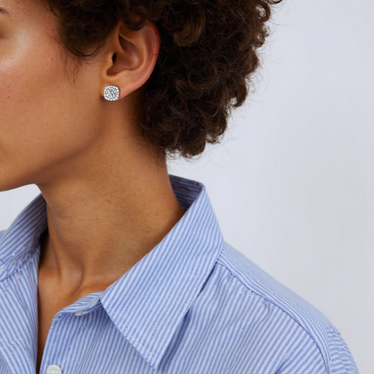 JINGGWW 8Pcs Cubic Zirconia Earrings Set | Hypoallergenic Sterling Silver, Clip-on & Stud