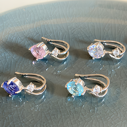 JINGGWW 8Pcs Cubic Zirconia Earrings Set | Hypoallergenic Sterling Silver, Clip-on & Stud