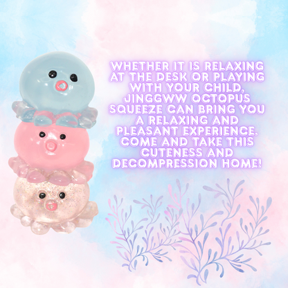 JINGGWW Crystal Octopus Taba Squishy Toy | Sparkling Fidget Sensory Toy for Stress Relief