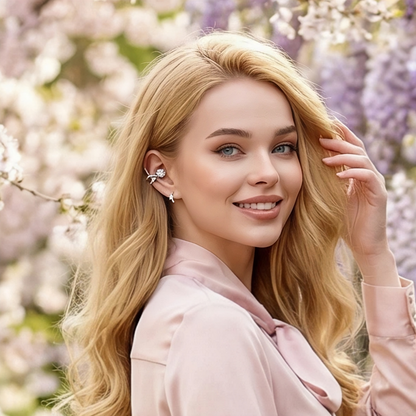 JINGGWW 8Pcs Cubic Zirconia Earrings Set | Hypoallergenic Sterling Silver, Clip-on & Stud