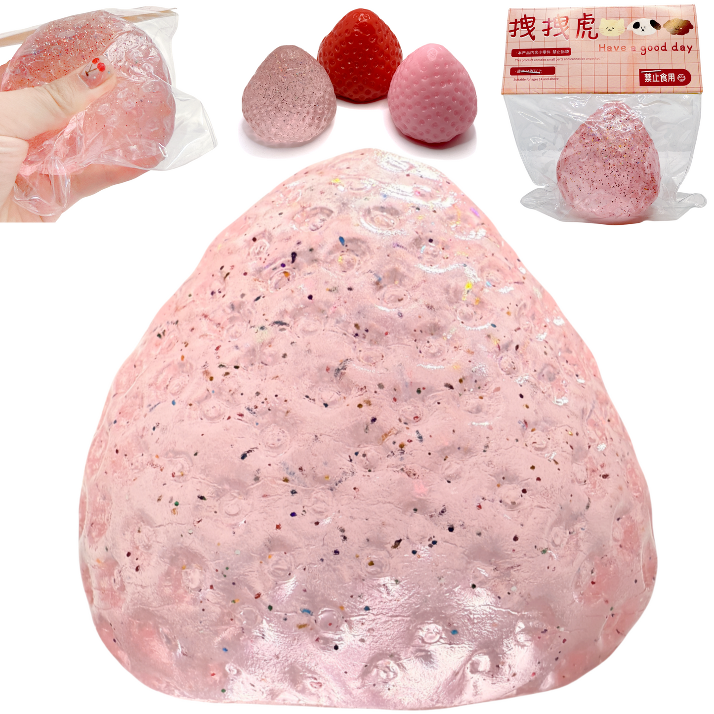 Handmade Strawberry Taba Squishy Toy | Kawaii Stress Relief & Fidget Sensory Toy