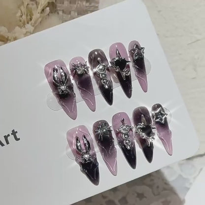 JINGGWW Gothic Purple Gradient Press On Nails - 10pcs