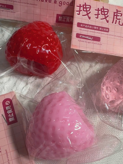 Handmade Strawberry Taba Squishy Toy | Kawaii Stress Relief & Fidget Sensory Toy