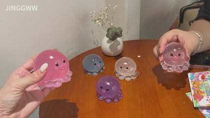 JINGGWW Crystal Octopus Taba Squishy Toy | Sparkling Fidget Sensory Toy for Stress Relief