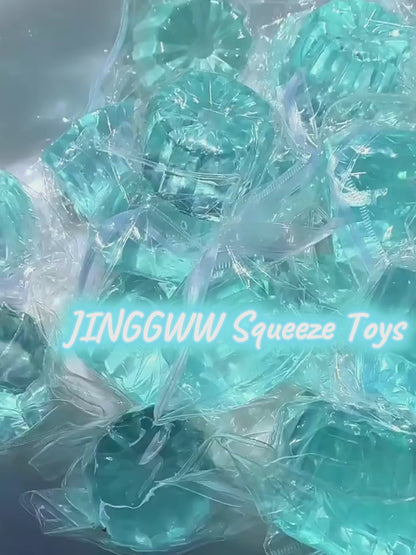 JINGGWW Blue Ice Canelé Taba Squishy Toy | Kawaii Sensory Fidget Toy for Stress Relief